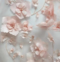 Luxurious 3D Beads Embroidered Stapled Tulle Lace Fabric 100% Polyester Polychrome Wedding Dress DIY Children's Clothing Sewing
