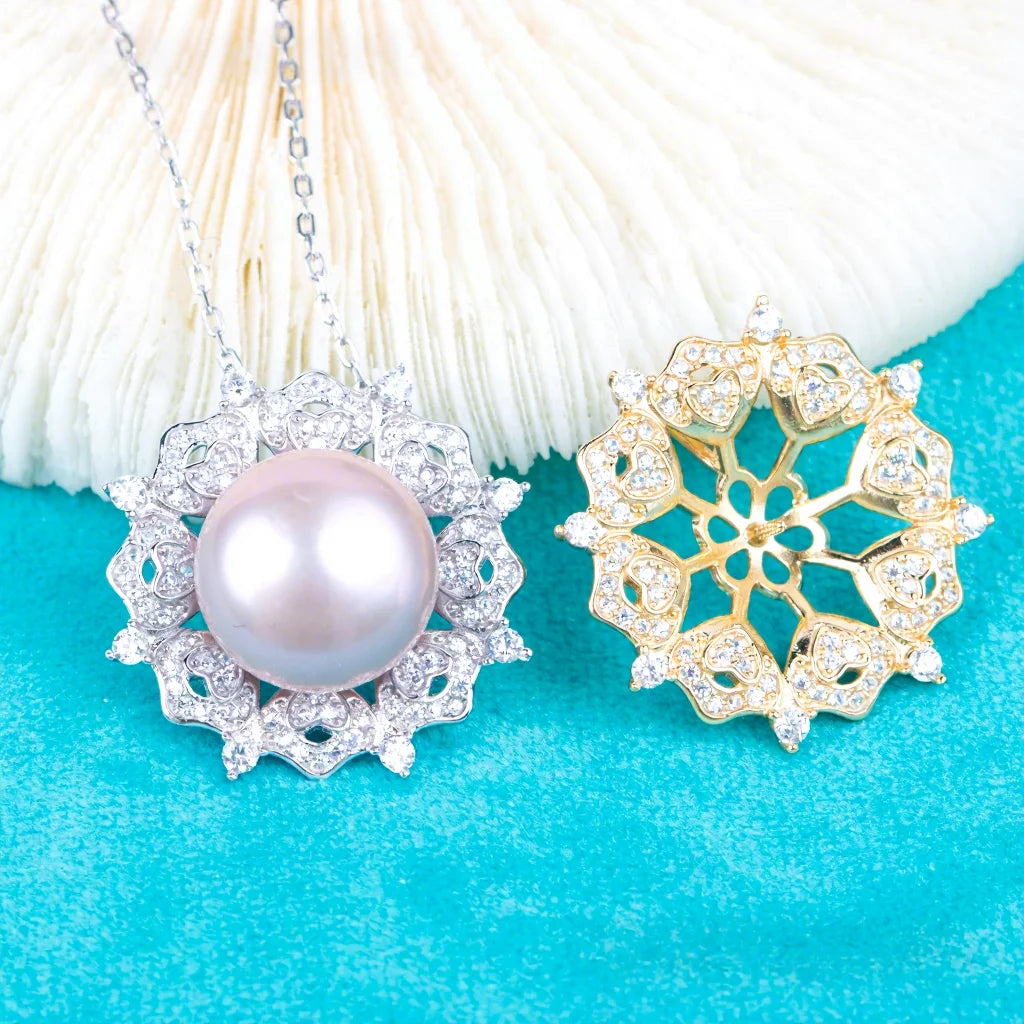 Pe01961 DIY 9-12mm Natural Freshwater Pearl Pendant Accessory 925 Sterling Silver Engagement Jewelry Necklace for Women