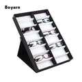 Boyarn Luxury Leather Optical Eyewear Display Tray Eyeglasses Sunglasses Organizer Storage Box Glasses Case