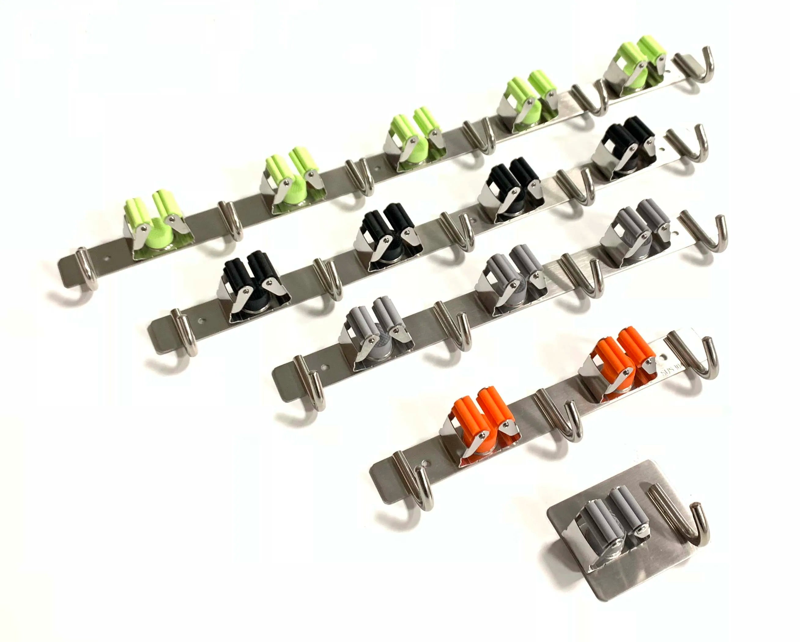 Broom Holder Wall Mount Broom Holder 3 Mop Holder With 4 Hooks
