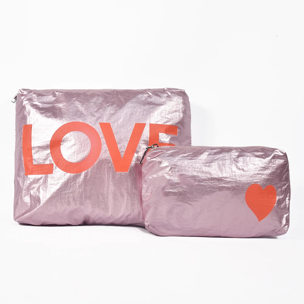 Lightweight Nylon Pouch Bags LOVE Letters Toiletry Bag  Waterproof Cosmetic Make up Bag Storage Pouch