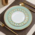 Italian Porcelain Dinner Set Pottery Handmade African Luxury Navy Gold Light Green Color Home Use