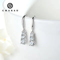 925 Sterling Silver Round Cut 5mm&4mm&3mm Moissanite Ladies Dangle Hook Stud Earrings