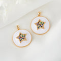 Color Micro Pave CZ Cross 14K Gold Plated Enamel Star Cross Pendant Charm for Necklace