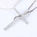 Yh Jewellery Low Moq 5A Cz With 925 Cross Necklace Rhodium Fashion Simple Pendant Sterling Silver Christian of Jesus Necklace