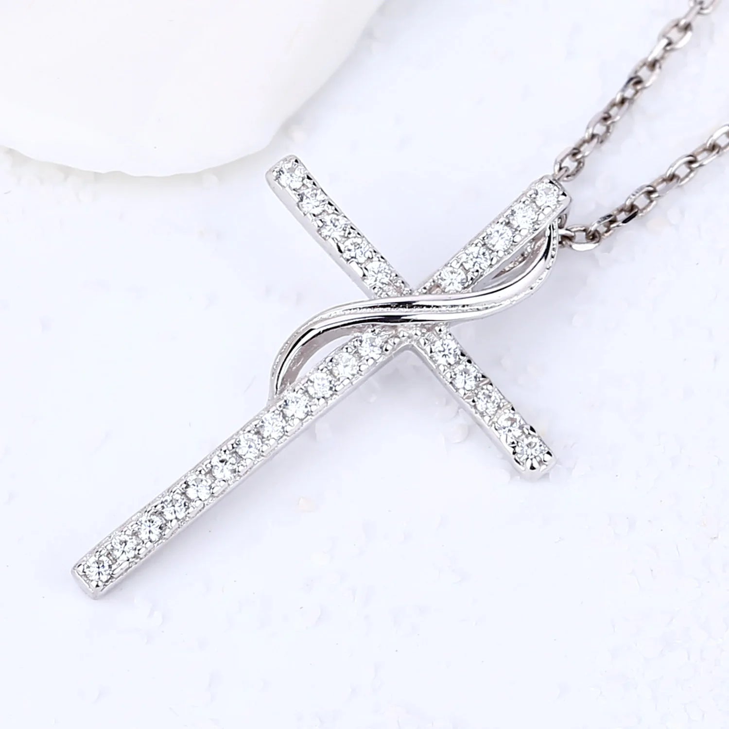Yh Jewellery Low Moq 5A Cz With 925 Cross Necklace Rhodium Fashion Simple Pendant Sterling Silver Christian of Jesus Necklace