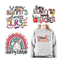 Hot Sale Custom Easter Bunny Rabbit Design DTF Sticker Easter Rainbow Transfers Printing for T-shirt Clothing