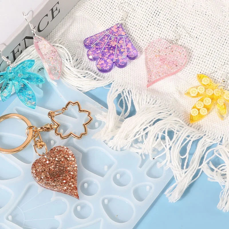DIY Maple Leaf Heart Geometric Earring Pendant Silicone Mold for Resin Art