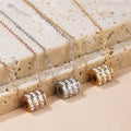 New Arrival Designer Jewelry Waterproof Tarnish Free 18K Gold Stainless Steel Roman Numerals Diamond Pendant Necklace YF2987