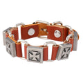 Men's Punk Rock Metal Cross Bangle Genuine Leather Fashion Bracelet with Accessories Jewelry