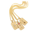 Fashion Titanium Stainless Steel Gold Plated Flower Zodiac Tarot Card Engraving Pendant Necklaces Necklace Jewelry