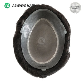 9 Size Fine Mono PU Base Men Toupee Natural Wave 130% Density Indian Hair Prosthesis Hair Patch for Men 6 Inches Length