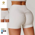 CNSHELL Custom Logo Nylon Brushed Tight High Waist Basic Scrunch Butt Yoga Workout Gym Fitness Sports Shorts
