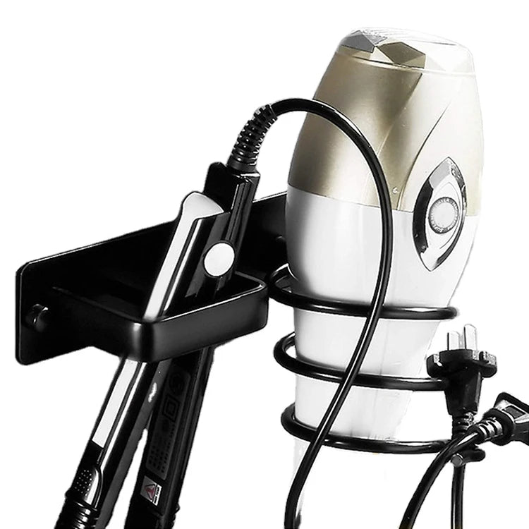 Wall-Mounted Hair Dryer Bracket Bathroom Hair Straightener Storage Rack Space Aluminum Curling Rod Storage Rack Hair Dryer Shelf