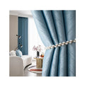Modern Style Water Blue Color Living Room Jacquard Curtains Ready Made Solid Blackout Curtains for Bedroom