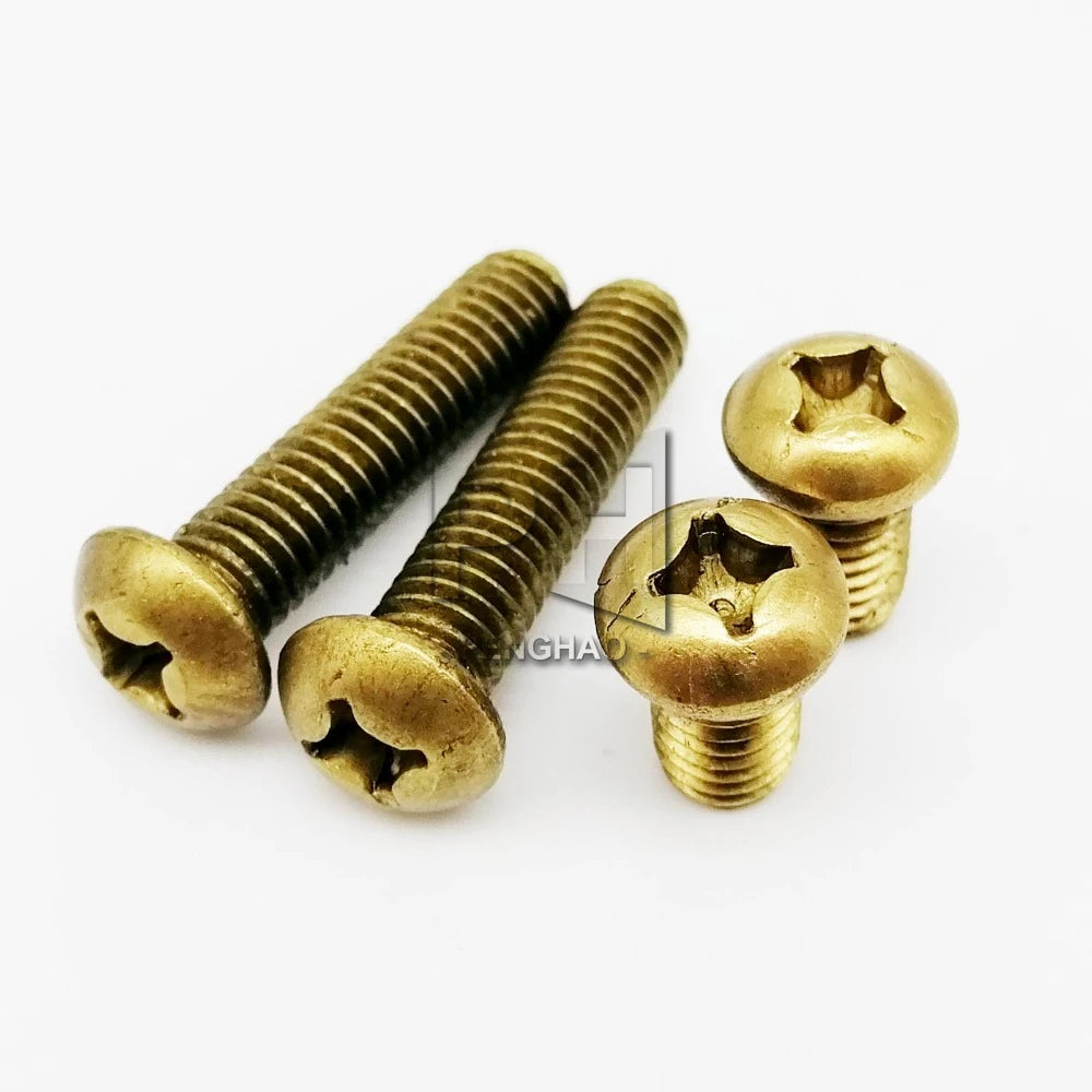 M3 M4 M5 M6 GB818 Pure Copper Brass Cross Round Phillips Pan Head Screw Bolt Diameter 3mm 4mm 5mm 6mm Length 6-50mm
