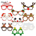 9 Pack Christmas Eyeglasses Xmas Party Favors for Kid Christmas Antlers Santa Snowman Glasses Frame Costume Decor HS1243