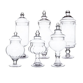 Custom European Style High Foot Glass Wedding Jars with Lid Glass Food Container Candy Jars Set Nuts Glass Jars