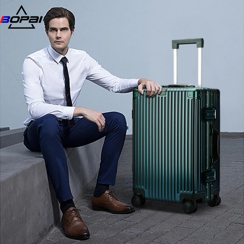 BOPAI Factory 20 Inches Large Travel 24 Luggage Durable ABS Aluminum Frame Luxury Suitcase