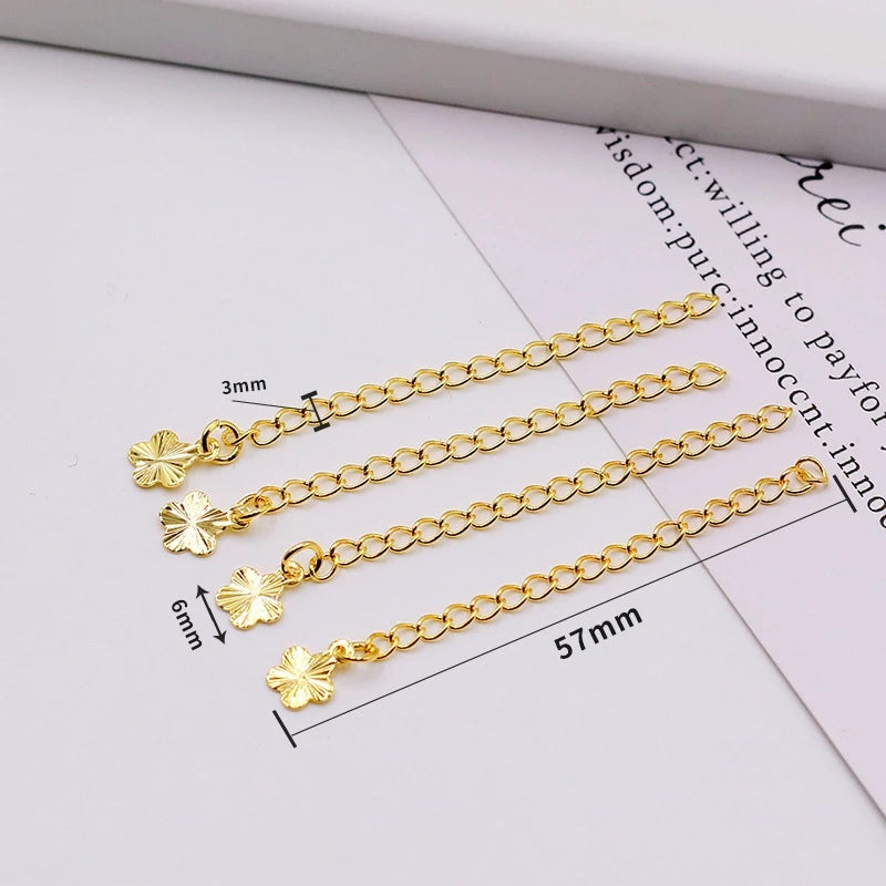 High Quality Brass Jewelry Extension Chain Gold Plated Snowflake Water Droplet Star Pendant Chain for Jewelry Making Accessories