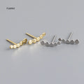 FUAMAY Prata Bijuterias Five Plain Dots Earrings Studs Fashionable Silver Ball Pattern Gold Plating for Anniversaries Femininos