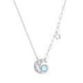 Elegance 925 Sterling Silver Moonstone Jewelry Necklace Half Moon Necklace Moon Star Shape Resin Ashes Necklace