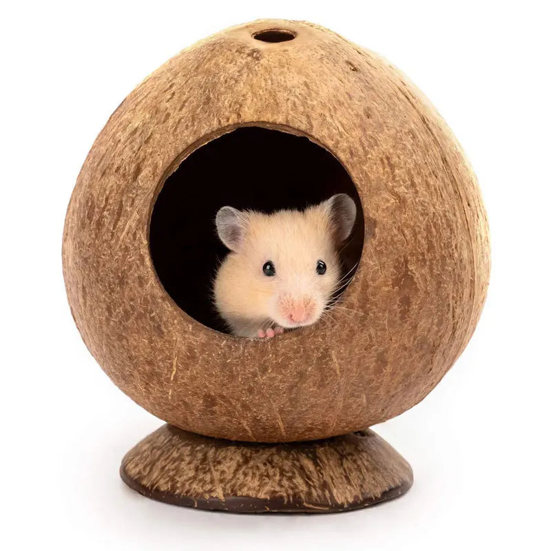 USMILEPET Best Seller Copra Hamster House Bed Decor Coconut Hut Hamster Toys for Small Animals Parrots Birds Hamsters