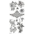 BXTAT TL121-TL126 Temporary Tattoo Stickers Black Deer Rose Sunflower Taraxacum Butterfly Angel Moon Animal Totem Paper Material
