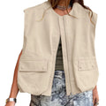 Fashion Vest Female Spring Autumn New Jacket Casual Loose Sleeveless Coat Zipper Jacket with Pocket