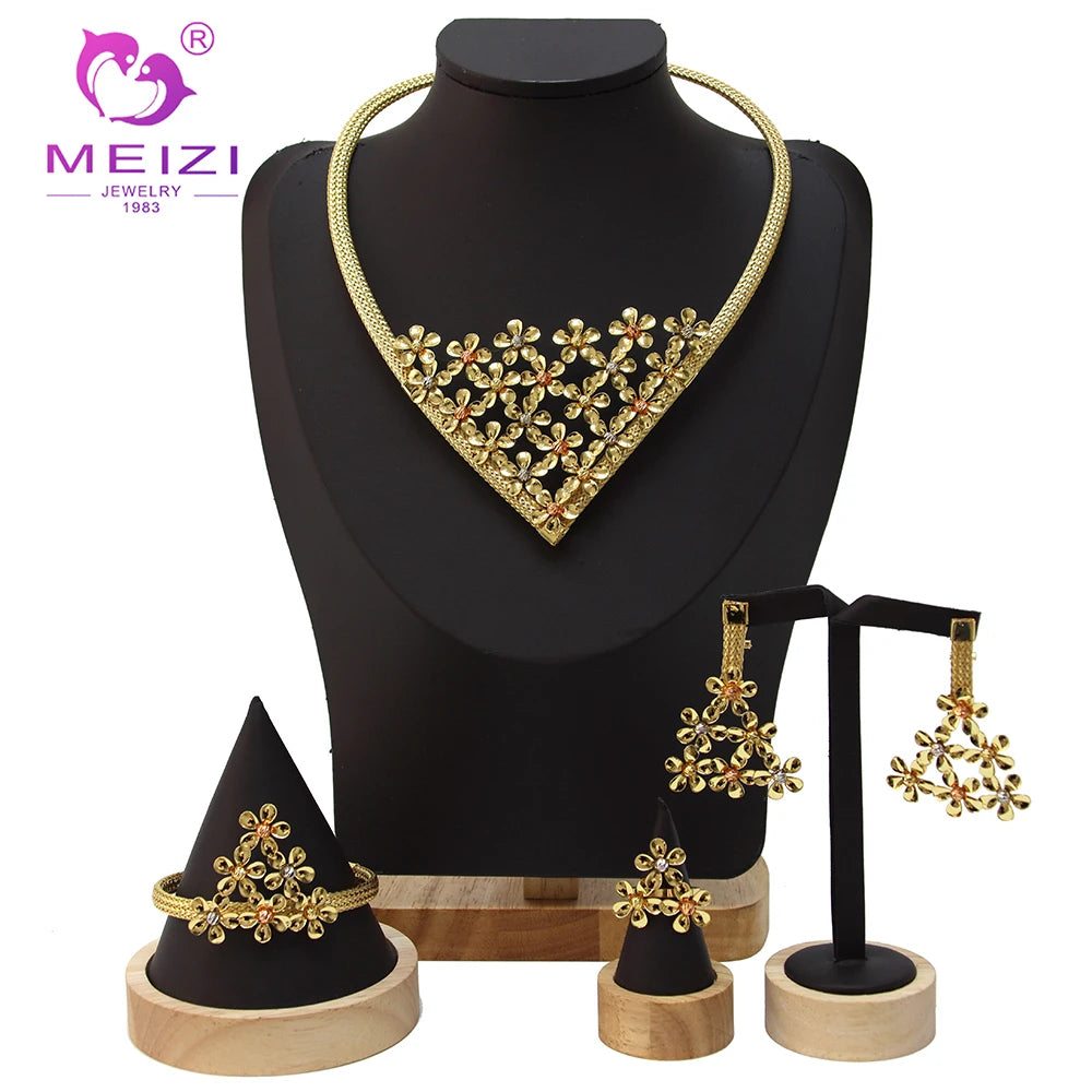 MEIZI JEWELRY 2023 Newest Italian Gold Plated Woman Necklace Set
