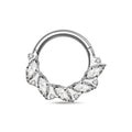 TOPOSH Daith and Septum Clicker a Hinged Hoop Ring with a Pave Band and a Triple Pear Cut CZ Cluster for Cartilage Use