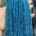 3x4mm Faceted Rondelle Shape Blue Apatite Nature Stone Beads Loose Strand Spacer Gemstone for Bracelet Necklace Jewelry Making