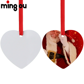 Mingou JS055 Blank Metal Double-sided Heart Shape Pendant Aluminum Sublimation Christmas Ornaments