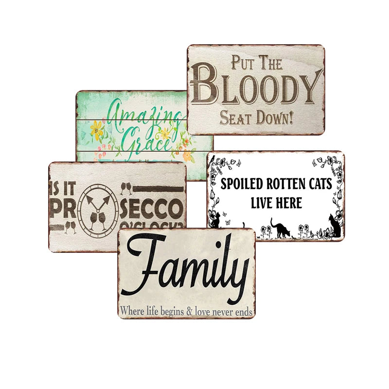 Hot Sale Family Signs Printing Custom Metal Vintage Tin Sign Home Decor House Decoration