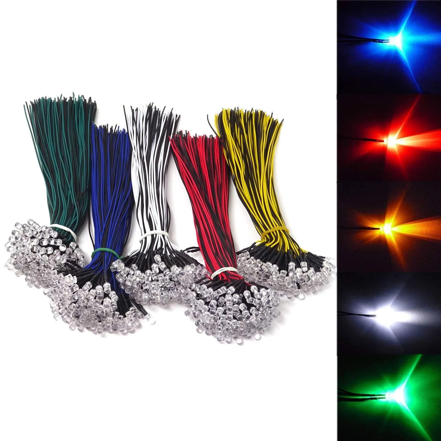 Wholesale 5mm 12v Pre Wire Led Diodes With Flexible Cable Support Customized