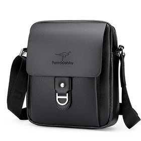 Two Colors Plain Single PU Leather Messenger Shoulder Men Bag