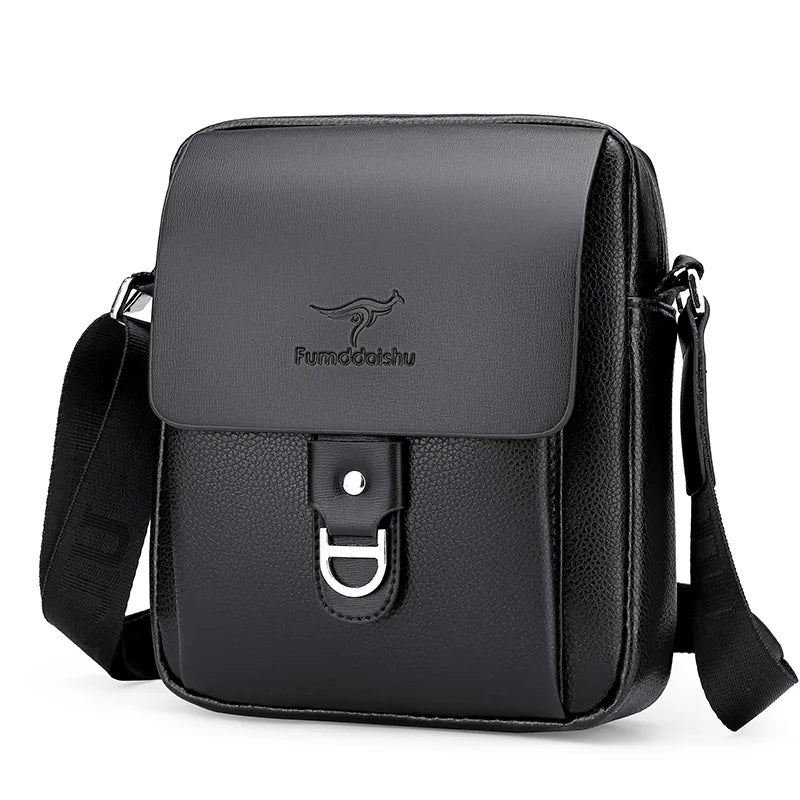 Two Colors Plain Single PU Leather Messenger Shoulder Men Bag