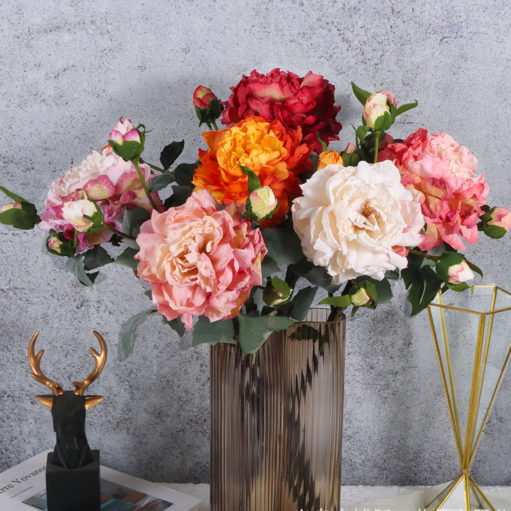 AF11106 Wedding Centerpiece Flower Silk Peony Artificial Flower Faux Peonis Bouquet for Decoration
