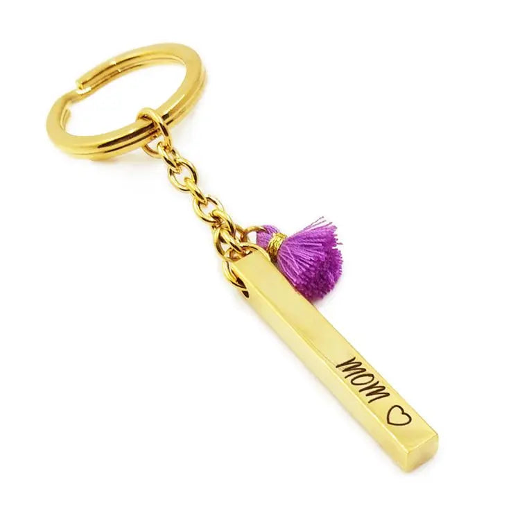 New Product Wholesale Stainless Steel Custom Logo Keychain Rectangle Fashion Vintage Design Lightweight Waterproof
