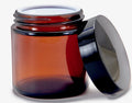 Round Amber Glass Jars with Plastic Lids for Cosmetics 4 oz