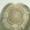 Human Mono Hair Topper for Women 1B90 Grey & Russian Virgin Remy Hand-Tied Smooth Silky StraightMono Toupee for White Women