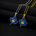 Manufacturer Enamel Kosovo Flag Charm Necklace Stainless Steel 18K Gold Plated Enameled Kosovo City Map Pendant Chain Necklace