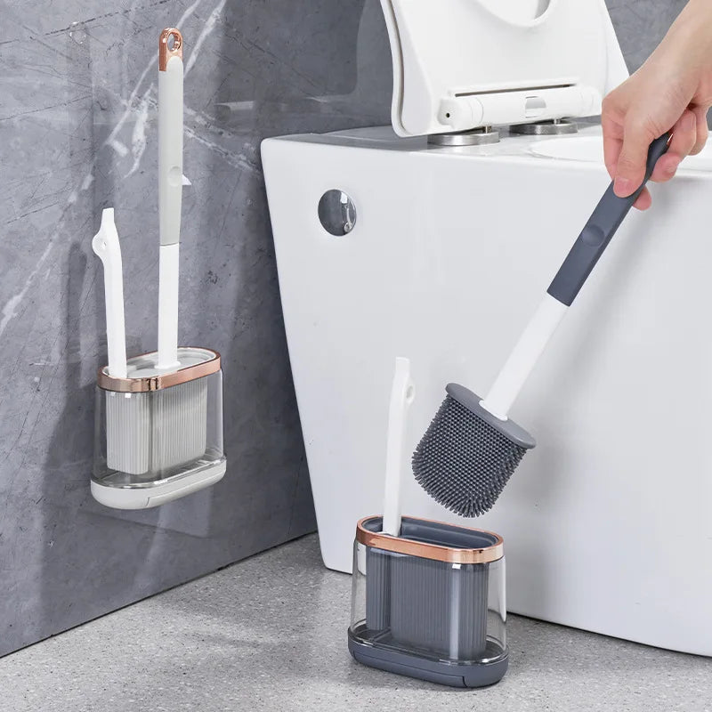 Creative Silicone Wall Mounted Small Plastic Cleaning Brush Decorative Toilet Brush With Plastic Handle