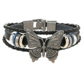 Adjustable Butterfly Charm Pendant Genuine Leather Multi-Layer String Bracelet Wholesale for Women and Men Fashion Accessory
