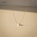 FUAMAY S925 Silver Single Round White 6mm Shell Pearl Necklace Cultured Pearls Pendant Necklaces