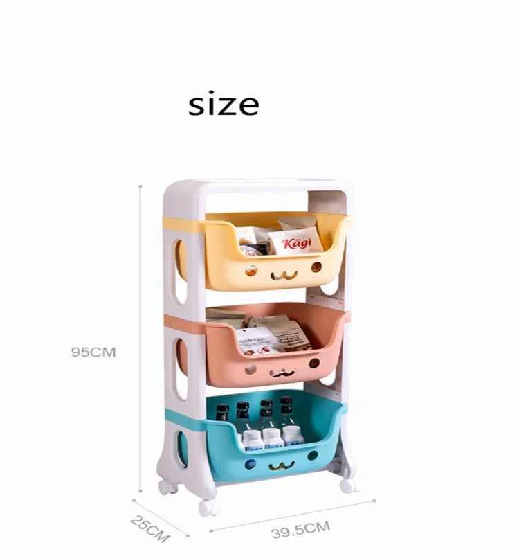 Mobile Storage Rack for Children's Toys and Snacks Clothes Cute Storage Basket Family Trolley