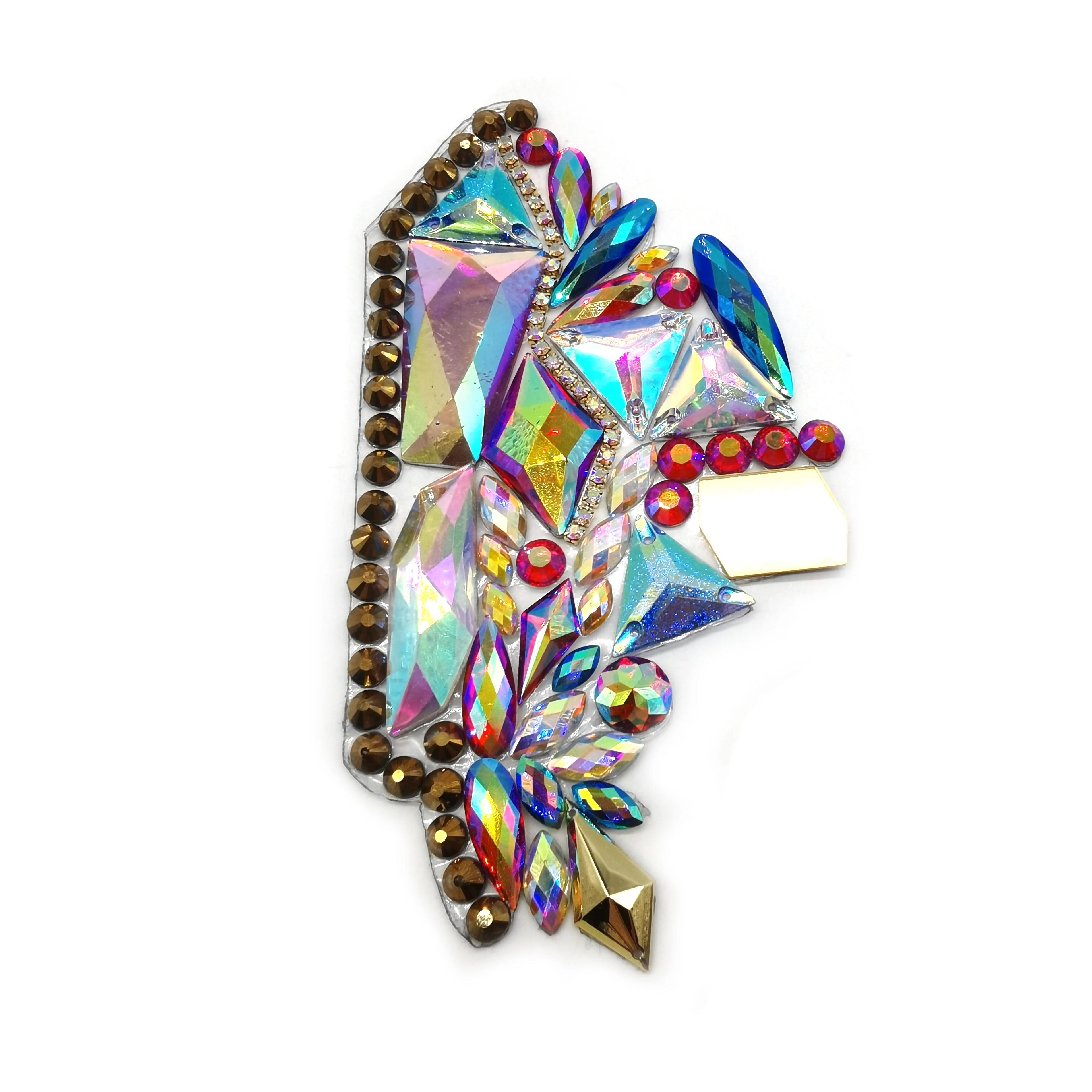 Sparkly Resin Rhinestone Applique Bodice Iron on Rhinestone Patch for Miami Carnival Costume Shoes Headpiece