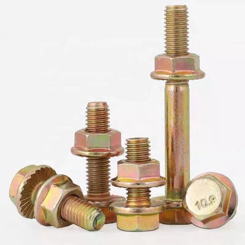High Strength Grade 8.8 Grade 10.9 Carbon Steel Zinc Plated Hex Flange Serrated Bolt with Nut and Washer