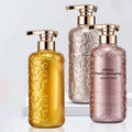 Deluxe 500ml & 750ml PET Recycled Gold Shampoo Container Plastic Pump Body Oil Bottle with Lotion Use Stock Packaging