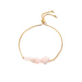 RisingMoon Healing Crystal Amethyst Rose Crystal Gem Stone Bracelet 18K Gold Plated Bracelets Adjustable for Women Jewelry